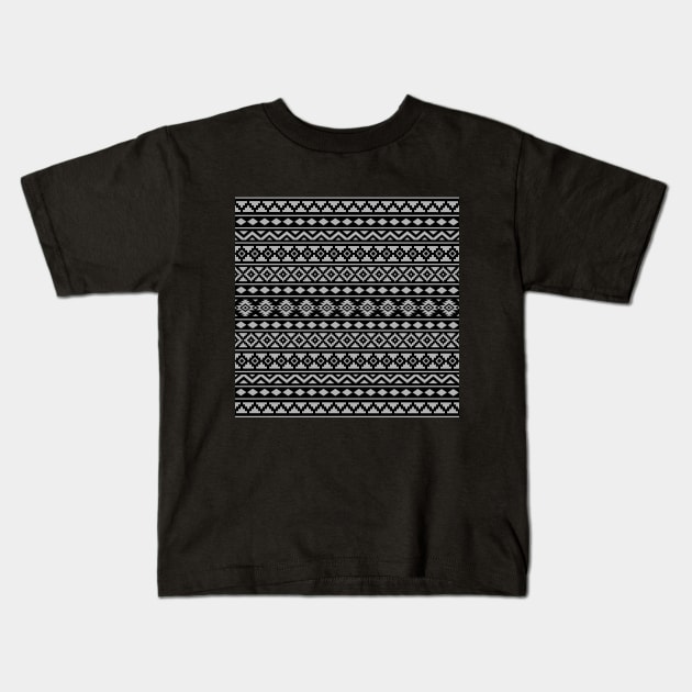 Aztec Essence II Gray on Black Pattern Kids T-Shirt by NataliePaskell